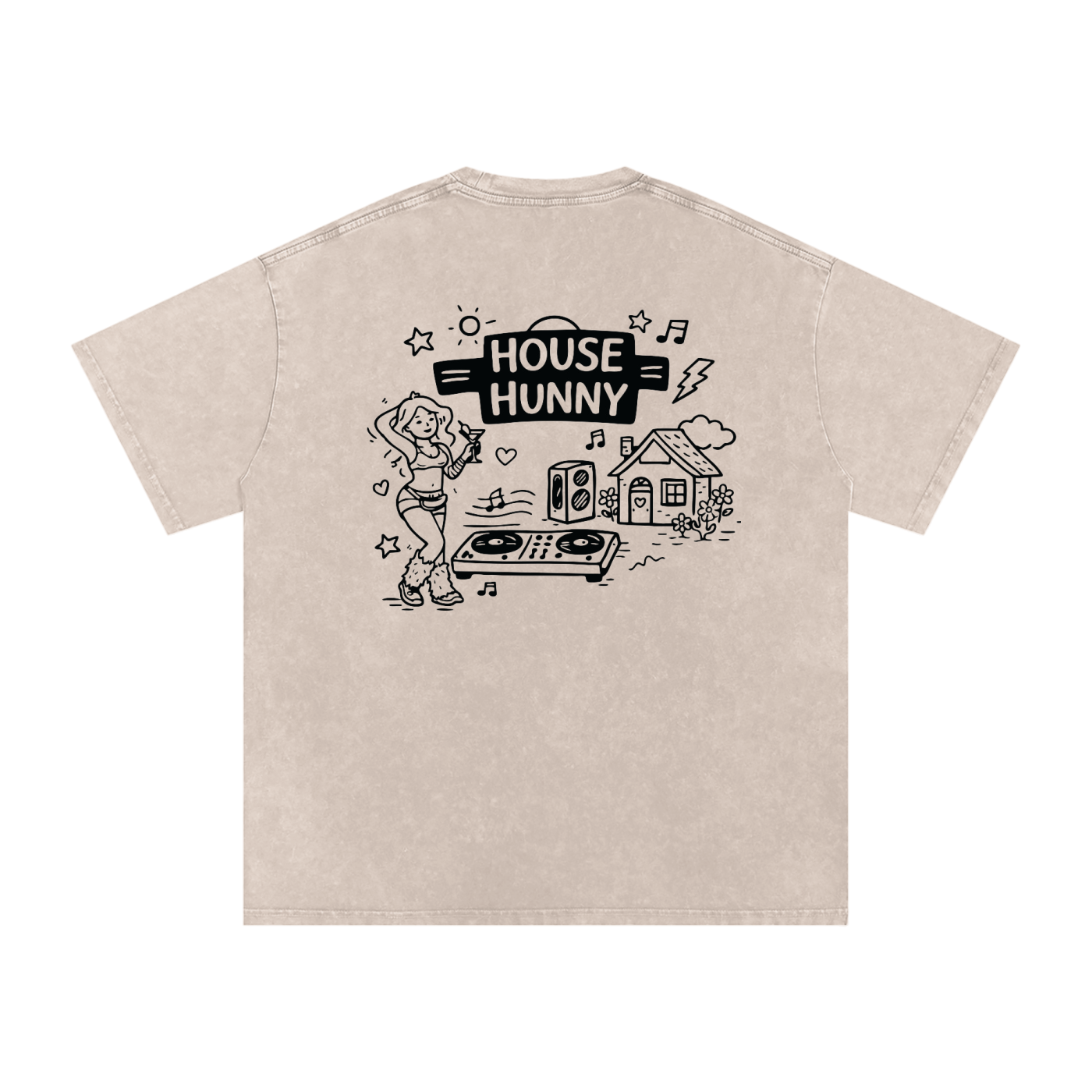 House Hunny Oversized Vintage T-Shirt in Apricot alternate view by Rave Uniform