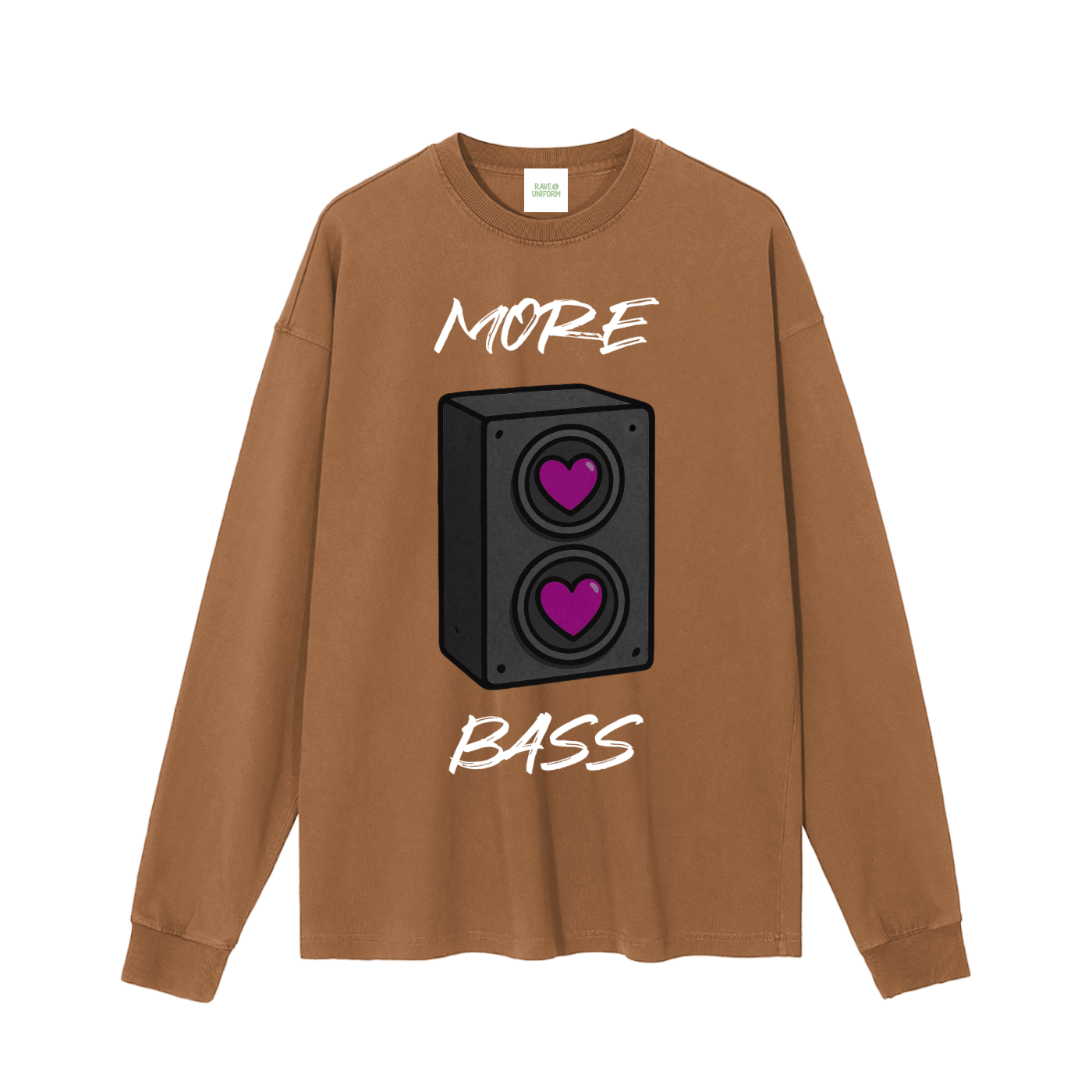 More Bass Long Sleeve T-Shirt in Mocha by Rave Uniform