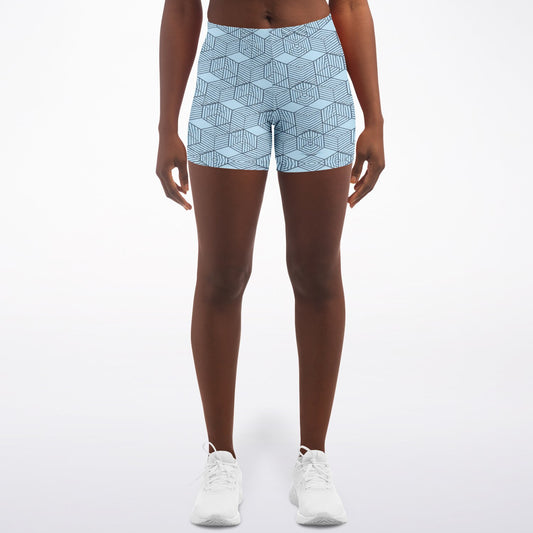 Geometric Cubes Legging Shorts, front, on model