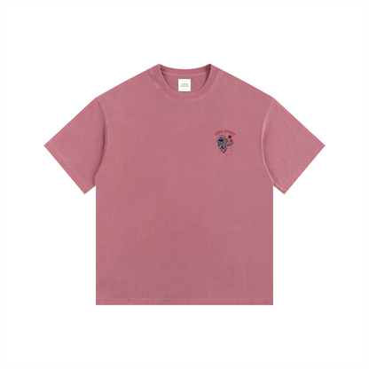 Inner Garden Oversized T-Shirt in Ancora Red detail view by Rave Uniform
