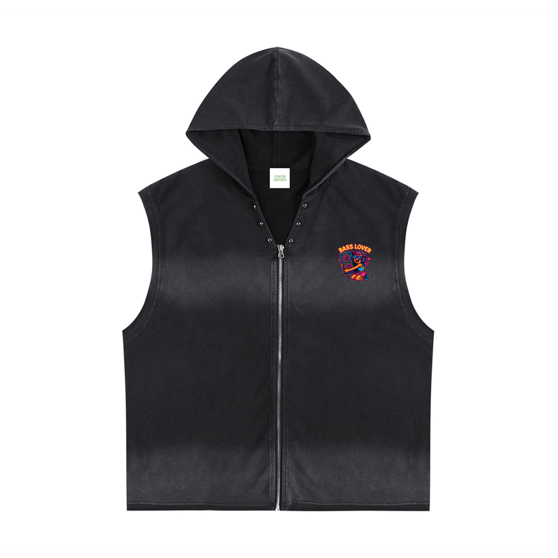 Bass Lover Zip-Up Sleeveless Hoodie