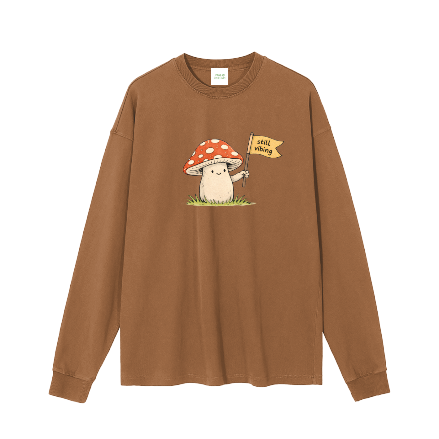 Still Vibin' Long Sleeve T-Shirt in Mocha by Rave Uniform