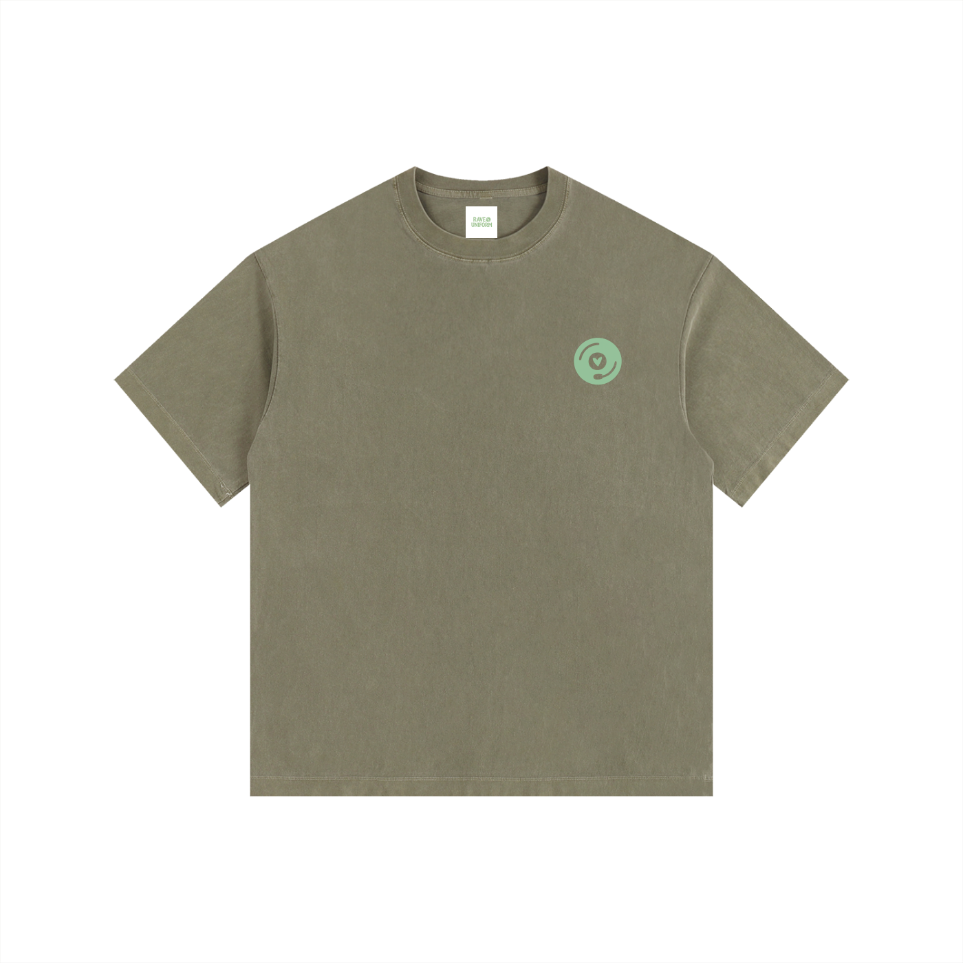 Vinyl Love Oversized T-Shirt in Army Green by Rave Uniform