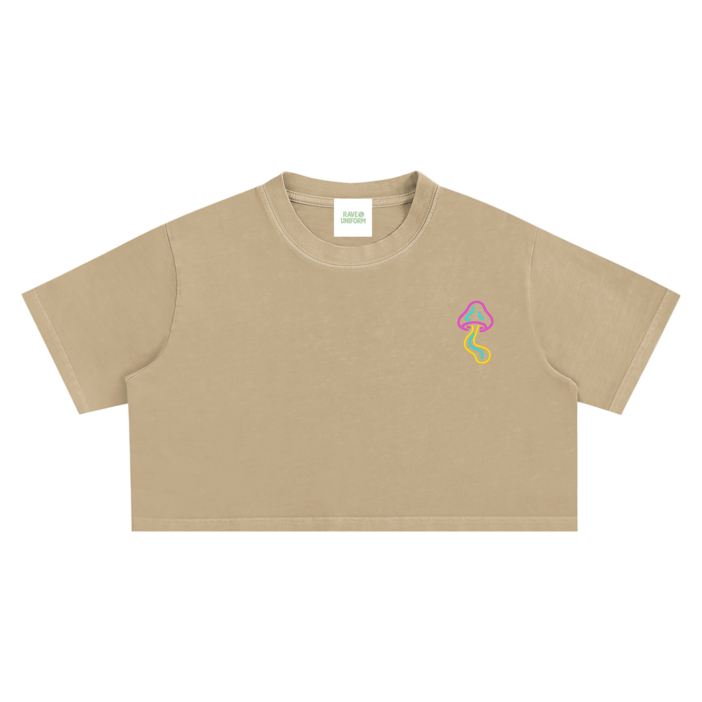 Glowing Mushroom Crop Top - Rave Streetwear View