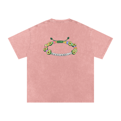 Holy Guacamolly Oversized Vintage T-Shirt in Light Pink detail view by Rave Uniform