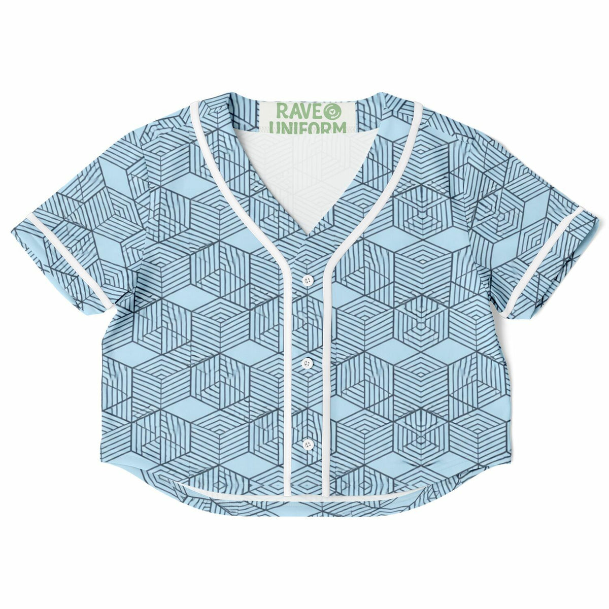 Geometric Cubes Cropped Baseball Jersey, front, flat lay
