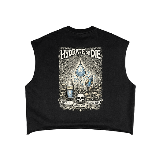 Stay Hydrated Boxy Tank Top in Black alternate view by Rave Uniform