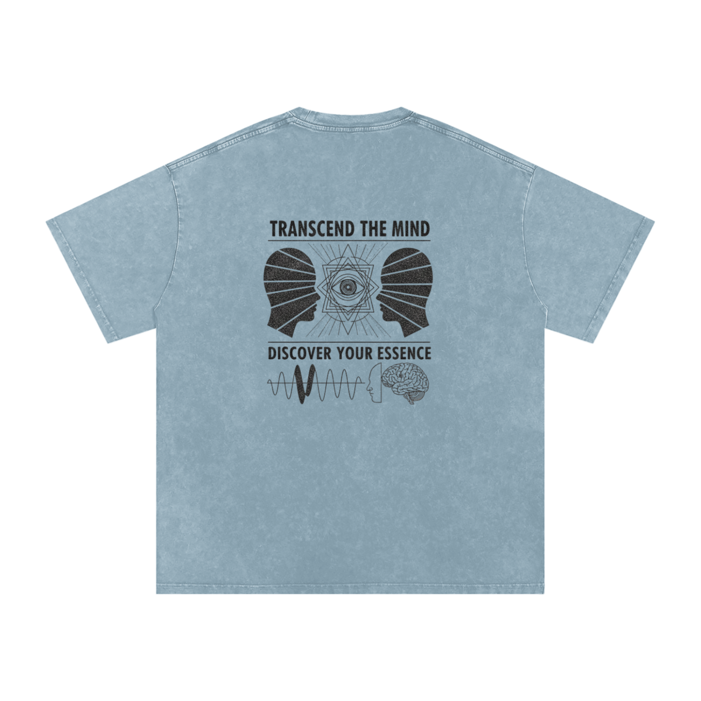 Free Mind Oversized Vintage T-Shirt in Blue Jeans detail view by Rave Uniform