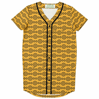 Yellow Eyes Baseball Jersey Dress, front, flat lay