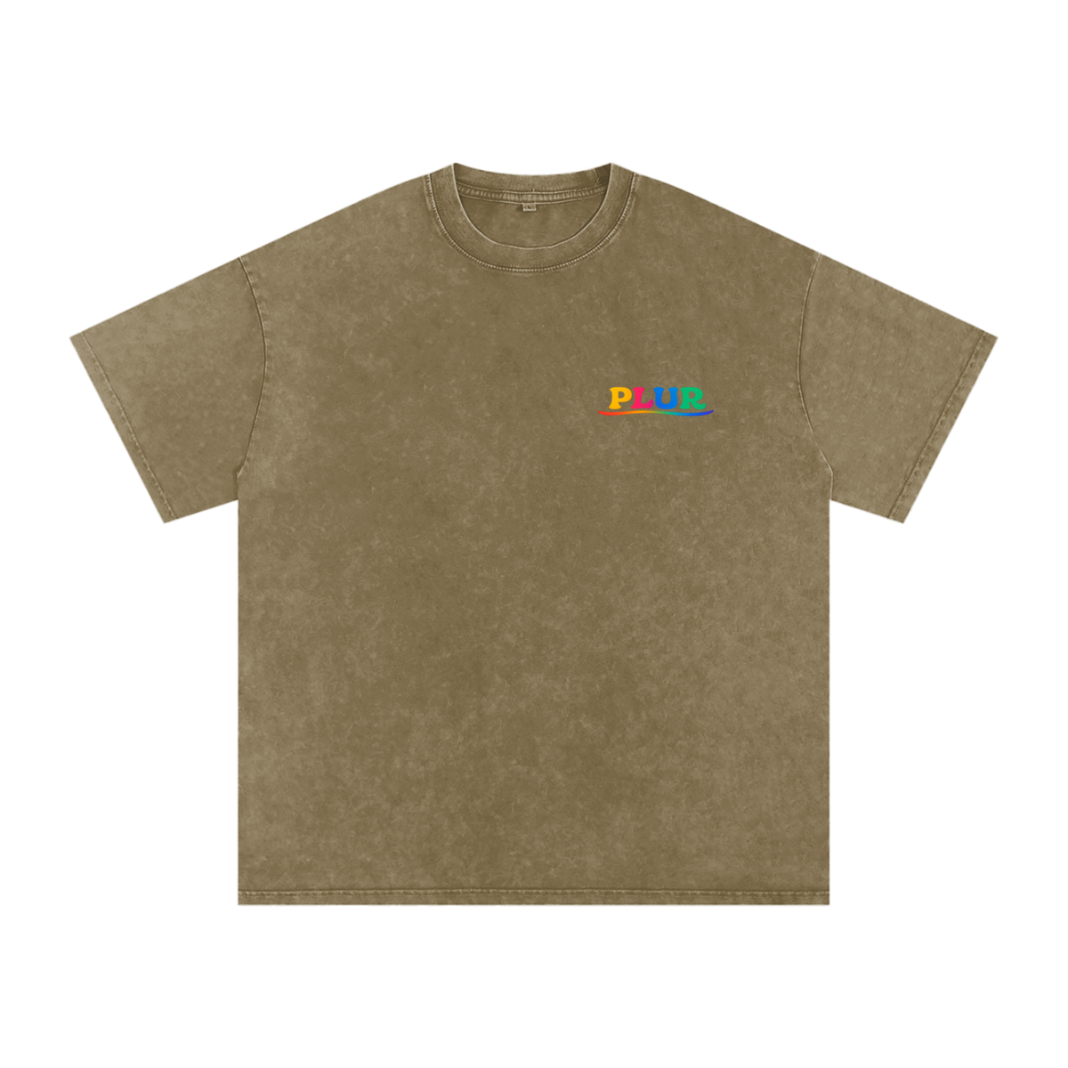 PLUR Oversized Vintage T-Shirt in Gray Green detail view by Rave Uniform