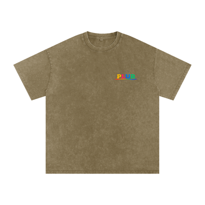 PLUR Oversized Vintage T-Shirt in Gray Green detail view by Rave Uniform