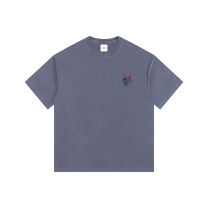 Inner Garden Oversized T-Shirt in Navy Blue detail view by Rave Uniform