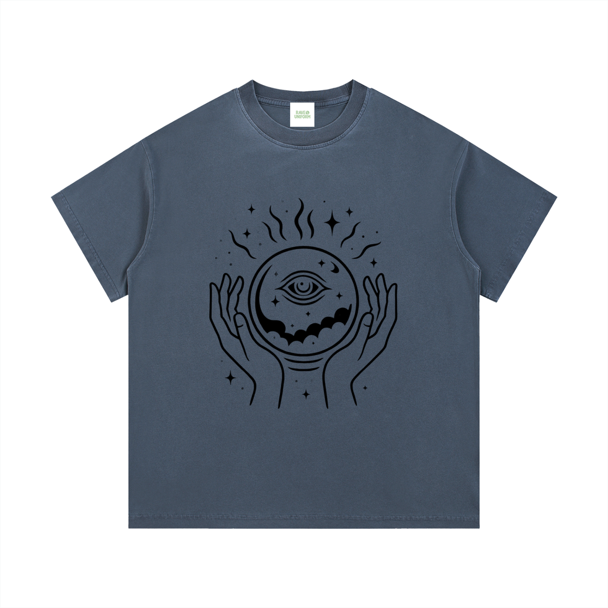 Eye of The World T-Shirt in Gray Blue detail view by Rave Uniform
