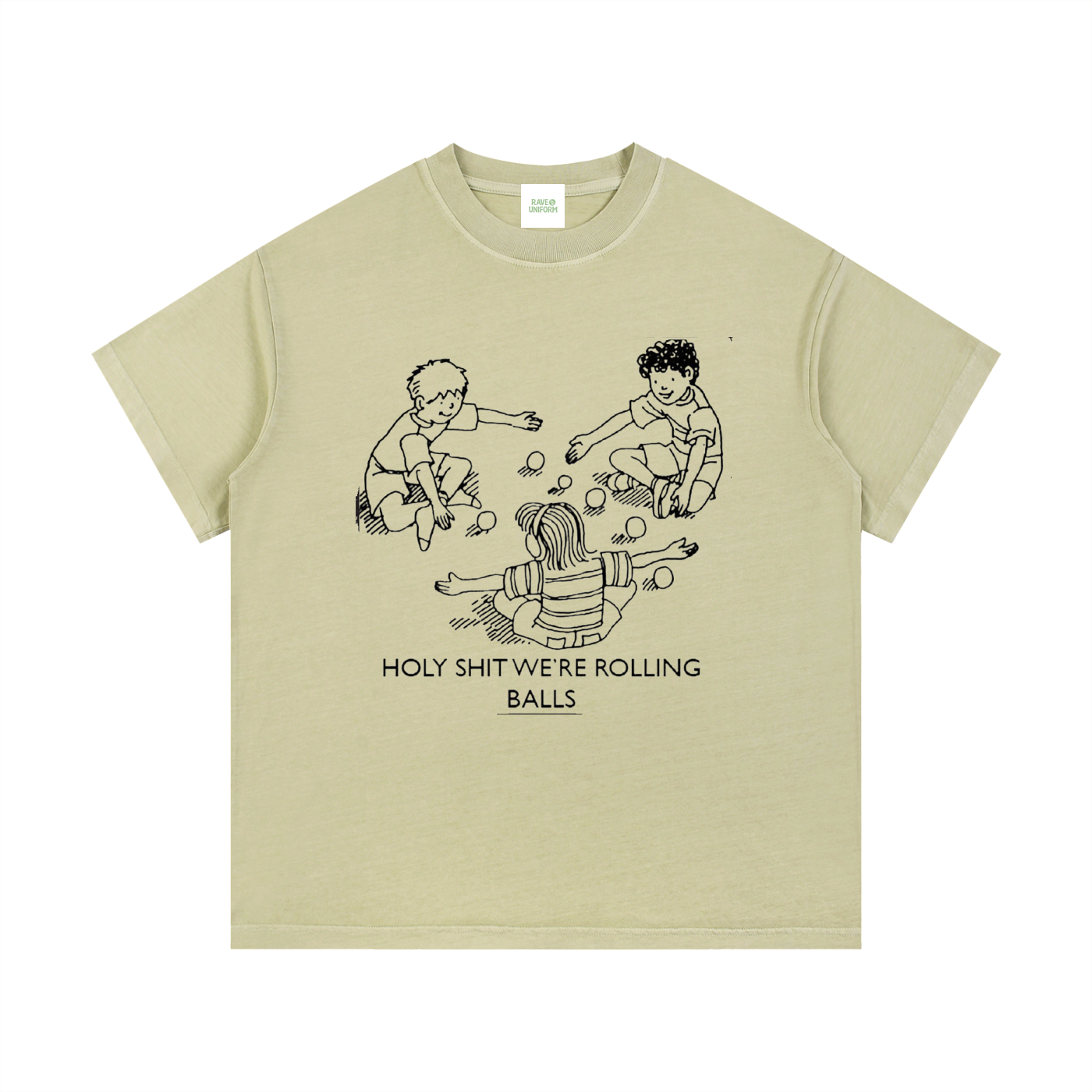 Rolling Balls T-Shirt in Bean Green by Rave Uniform