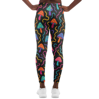 Mushroom Confetti Leggings, back, on model