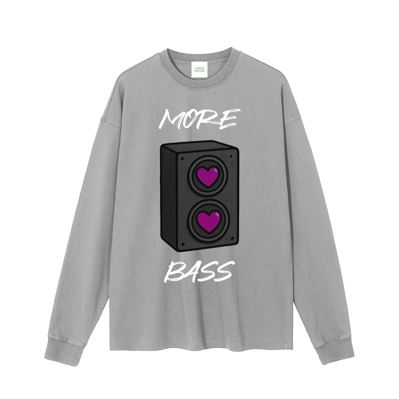 More Bass Long Sleeve T-Shirt in Medium Gray by Rave Uniform