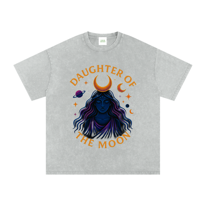 Daughter of The Moon Oversized Vintage T-Shirt in Light Gray by Rave Uniform