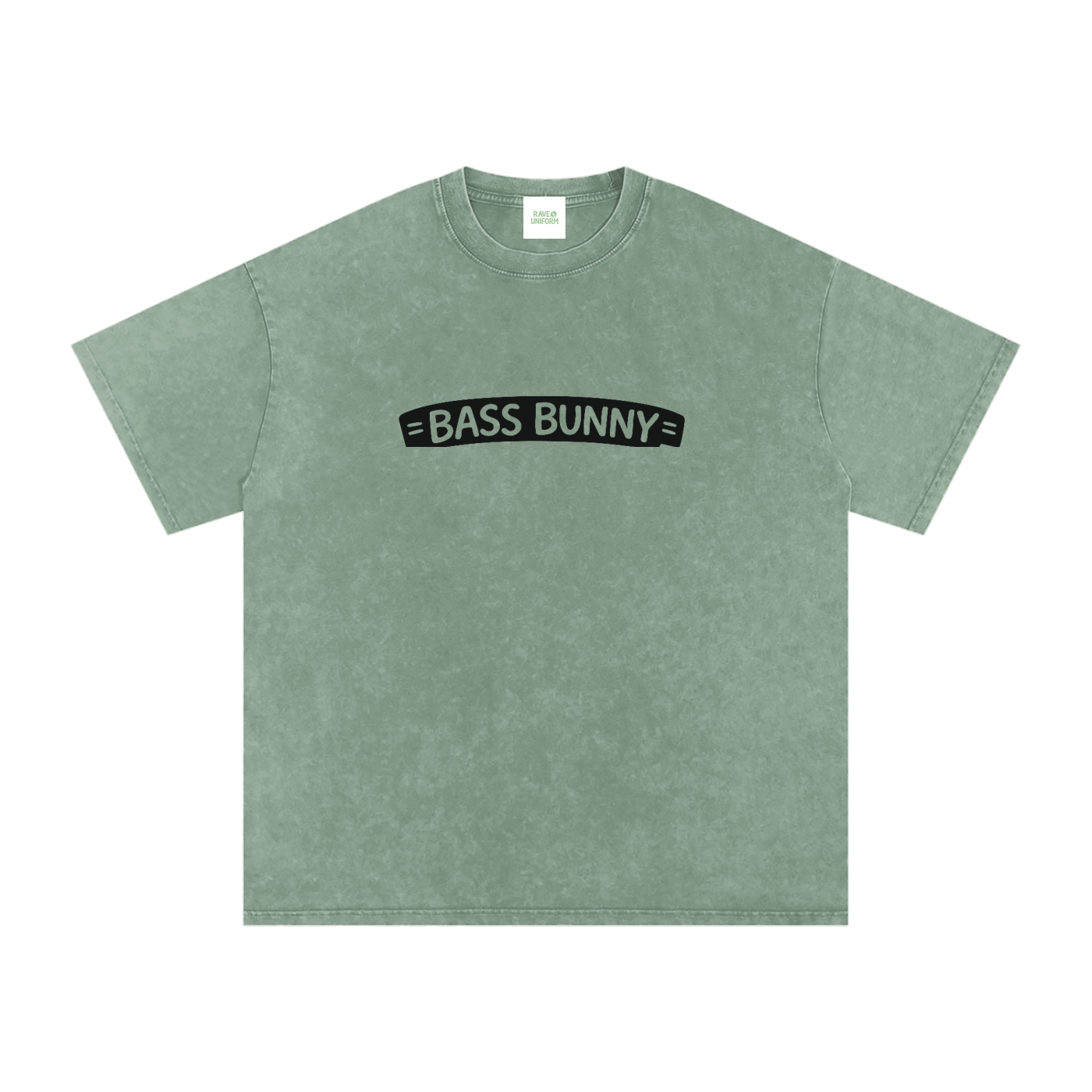Bass Bunny Oversized Vintage T-Shirt in Bean Green by Rave Uniform