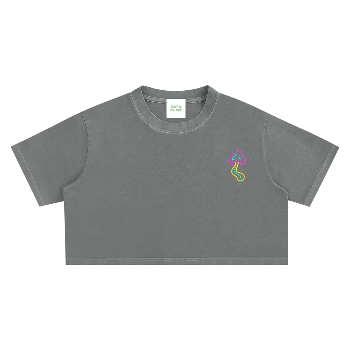Glowing Mushroom Crop Top - Rave Streetwear View