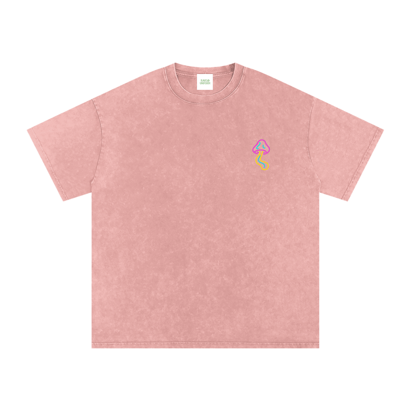 Glowing Mushroom Oversized Vintage T-Shirt in Light Pink detail view by Rave Uniform