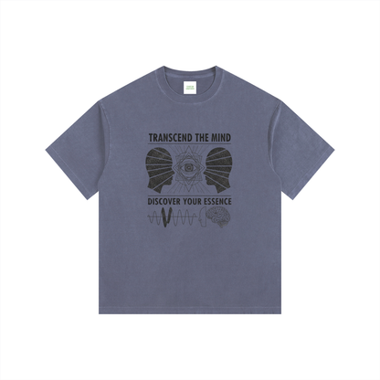 Free The Mind Oversized T-Shirt in Navy Blue detail view by Rave Uniform
