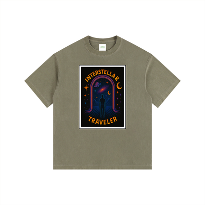 Interstellar Traveller Oversized T-Shirt in Army Green by Rave Uniform