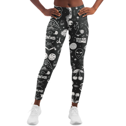 Stoner Doodles Leggings, front, on model
