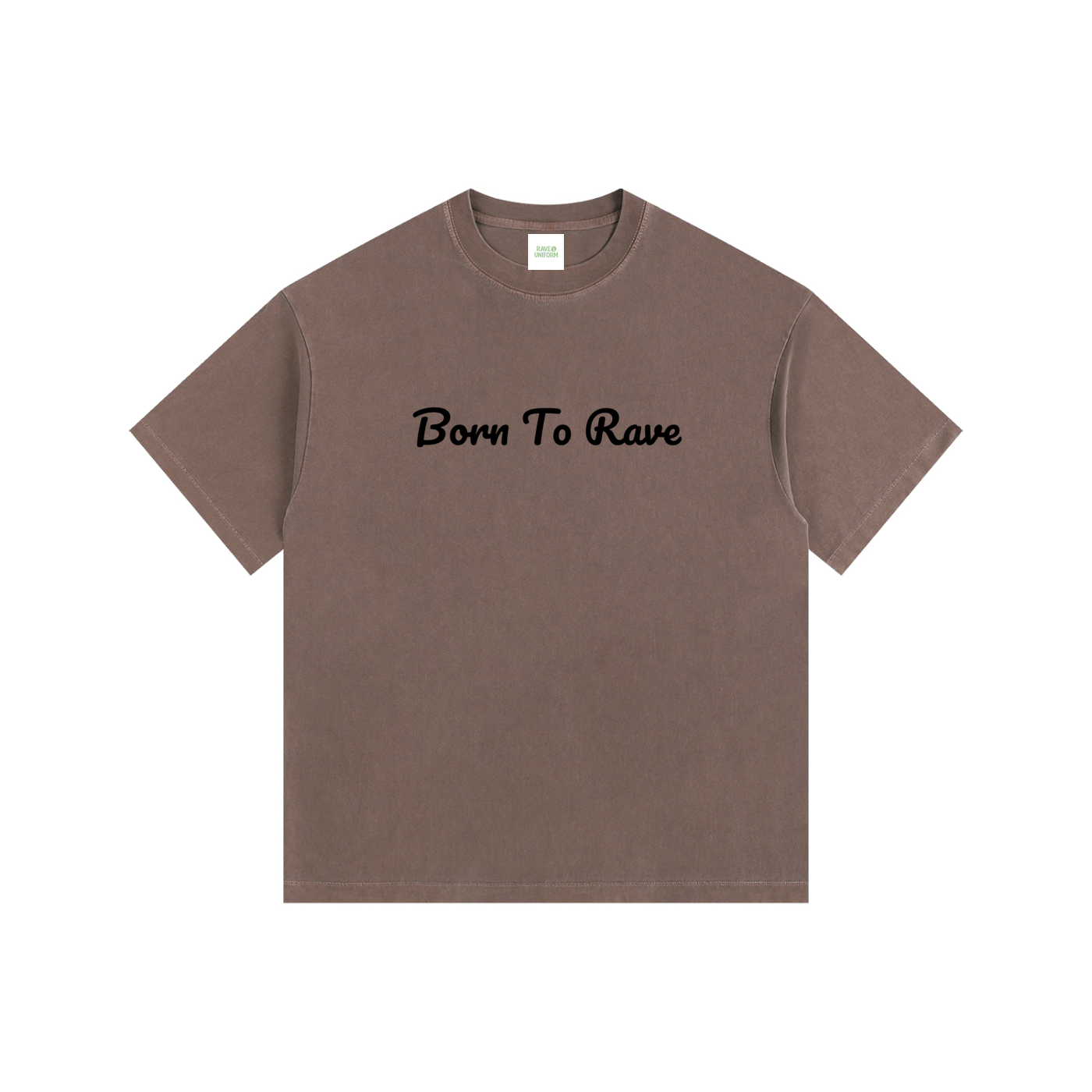 Born to Rave Oversized T-Shirt in Coffee detail view by Rave Uniform