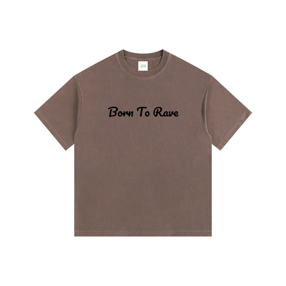 Born to Rave Oversized T-Shirt in Coffee detail view by Rave Uniform