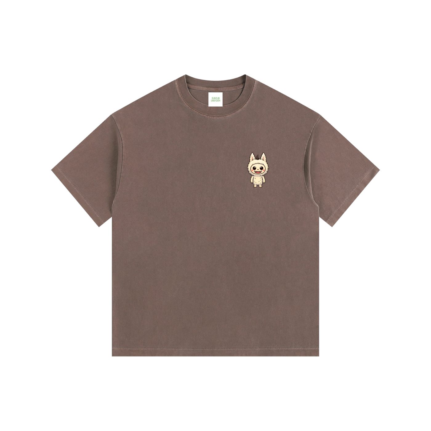 Labubu Oversized T-Shirt in Coffee detail view by Rave Uniform