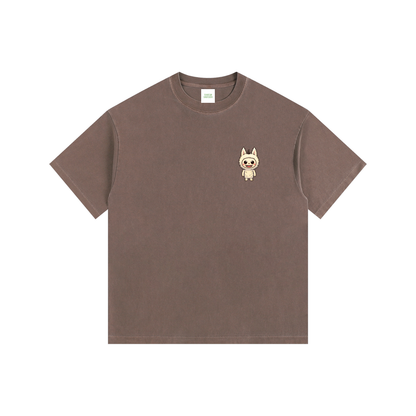 Labubu Oversized T-Shirt in Coffee detail view by Rave Uniform