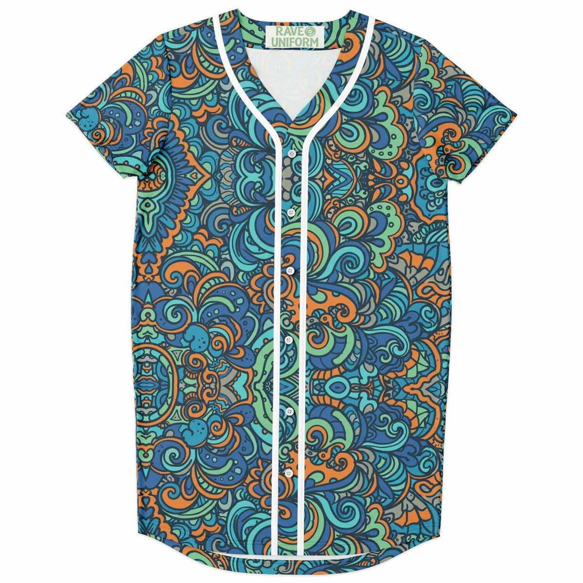 Tropical Island Baseball Jersey Dress, front, flat lay