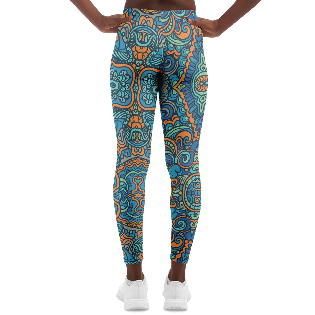 Tropical Island Leggings, back, on model