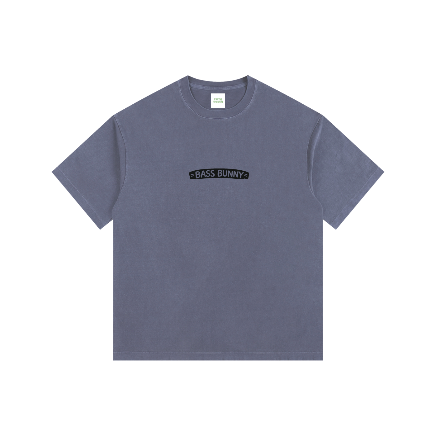 Bass Bunny Oversized T-Shirt in Navy Blue detail view by Rave Uniform