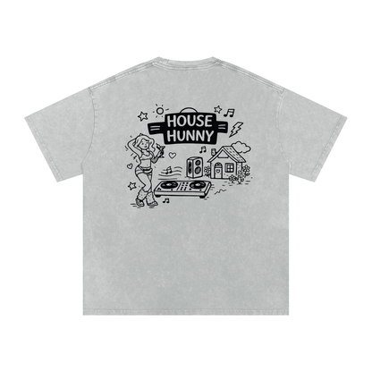 House Hunny Oversized Vintage T-Shirt in Light Gray alternate view by Rave Uniform