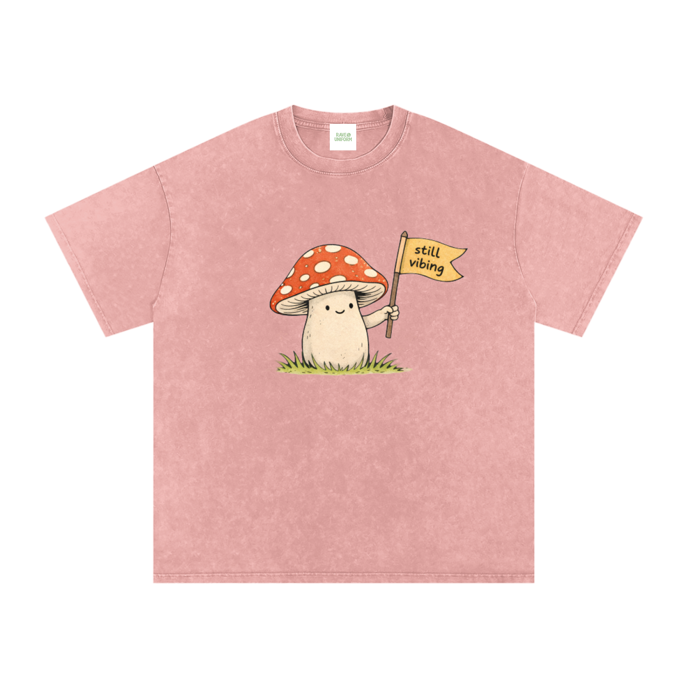 Still Vibin Oversized Vintage T-Shirt in Light Pink detail view by Rave Uniform