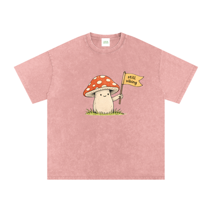 Still Vibin Oversized Vintage T-Shirt in Light Pink detail view by Rave Uniform