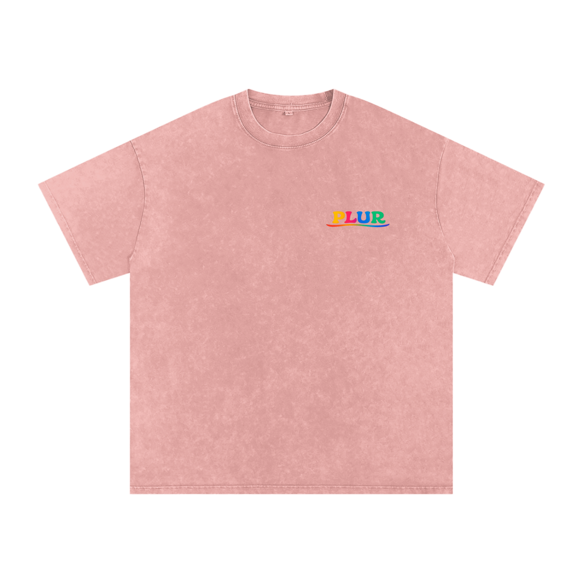 PLUR Oversized Vintage T-Shirt in Light Pink detail view by Rave Uniform