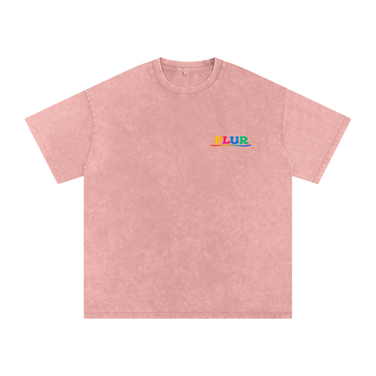 PLUR Oversized Vintage T-Shirt in Light Pink detail view by Rave Uniform