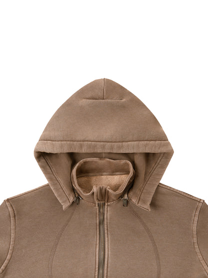 Labubu Cropped Fleece Hoodie in Dark Gray alternate view by Rave Uniform