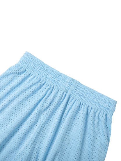Vinyl Love Mesh Shorts in Navy Blue detail view by Rave Uniform