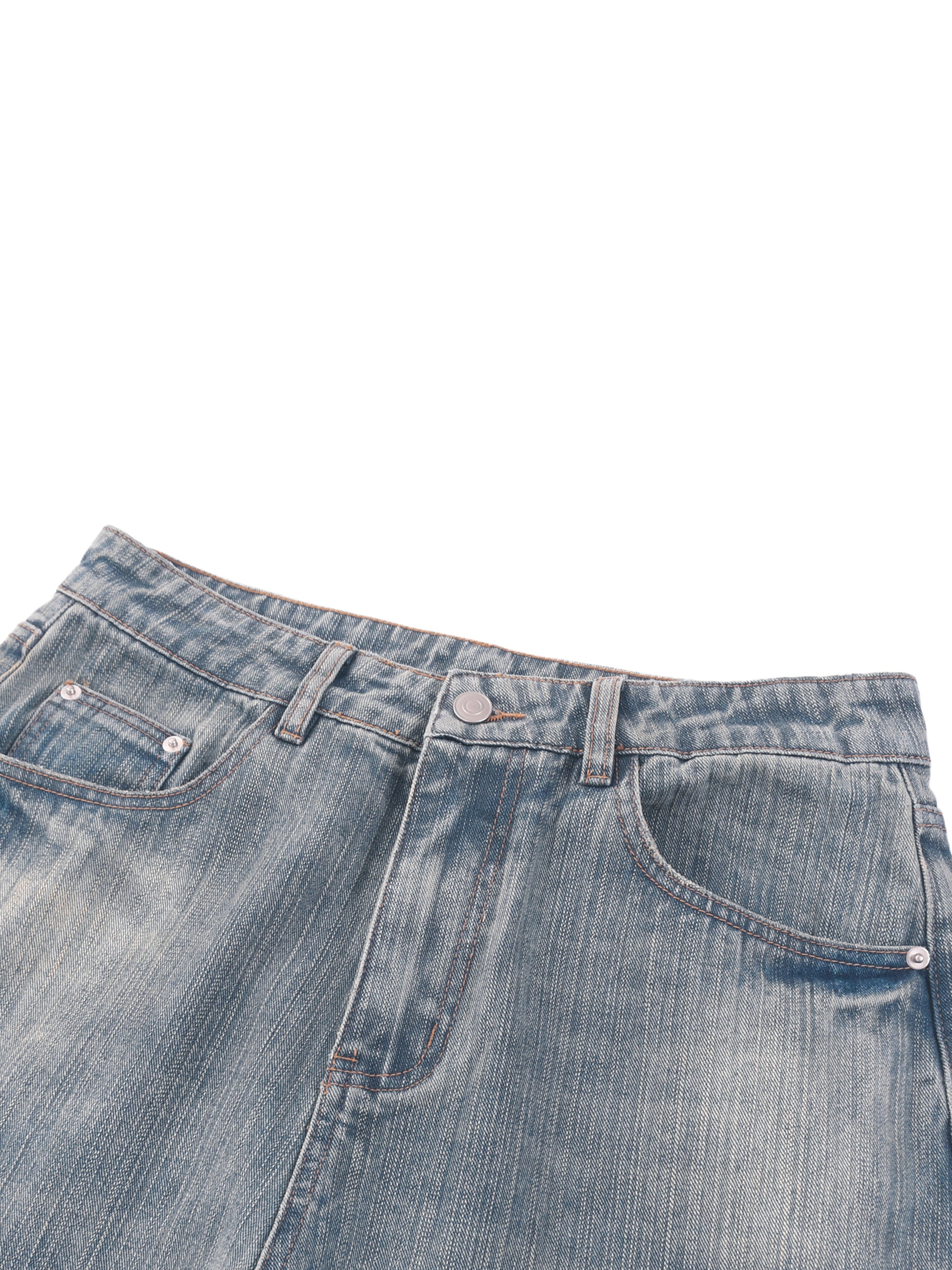 Faded Denim Jeans in Blue alternate view by Rave Uniform