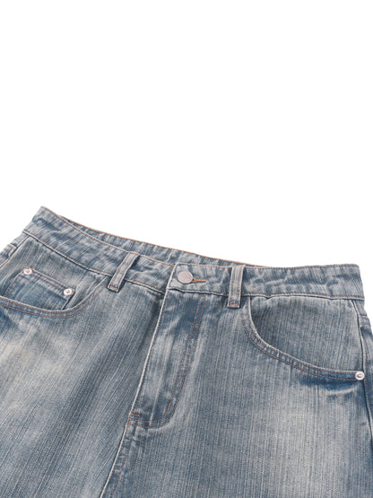 Faded Denim Jeans in Blue alternate view by Rave Uniform