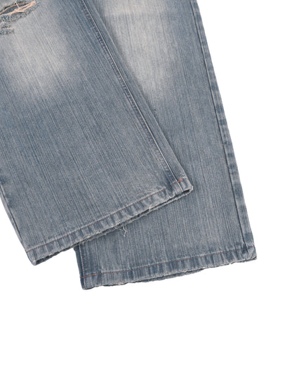 Faded Denim Jeans in Blue alternate view by Rave Uniform