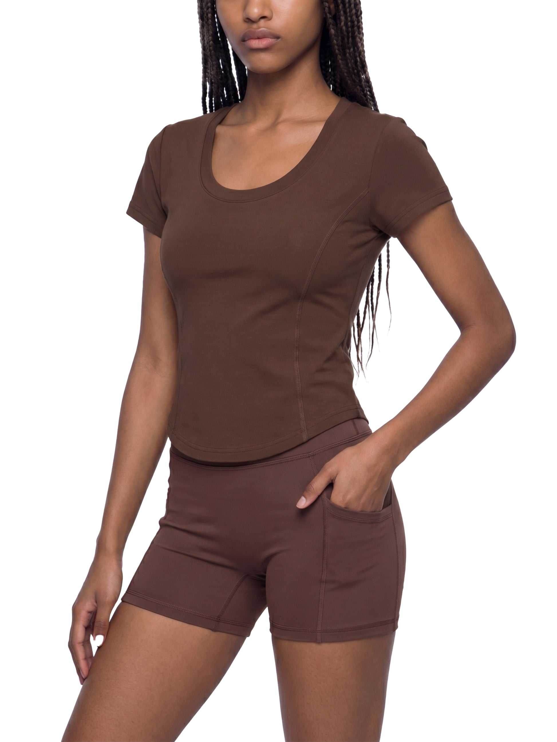 Comfy Paneled Crop T-Shirt - Rave Uniform Detail View
