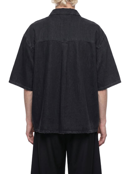 Drop Shoulder Shirt in Black side view by Rave Uniform