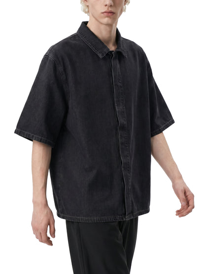 Drop Shoulder Shirt in Black detail view by Rave Uniform
