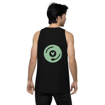 Men’s premium tank top in Black back view by Rave Uniform