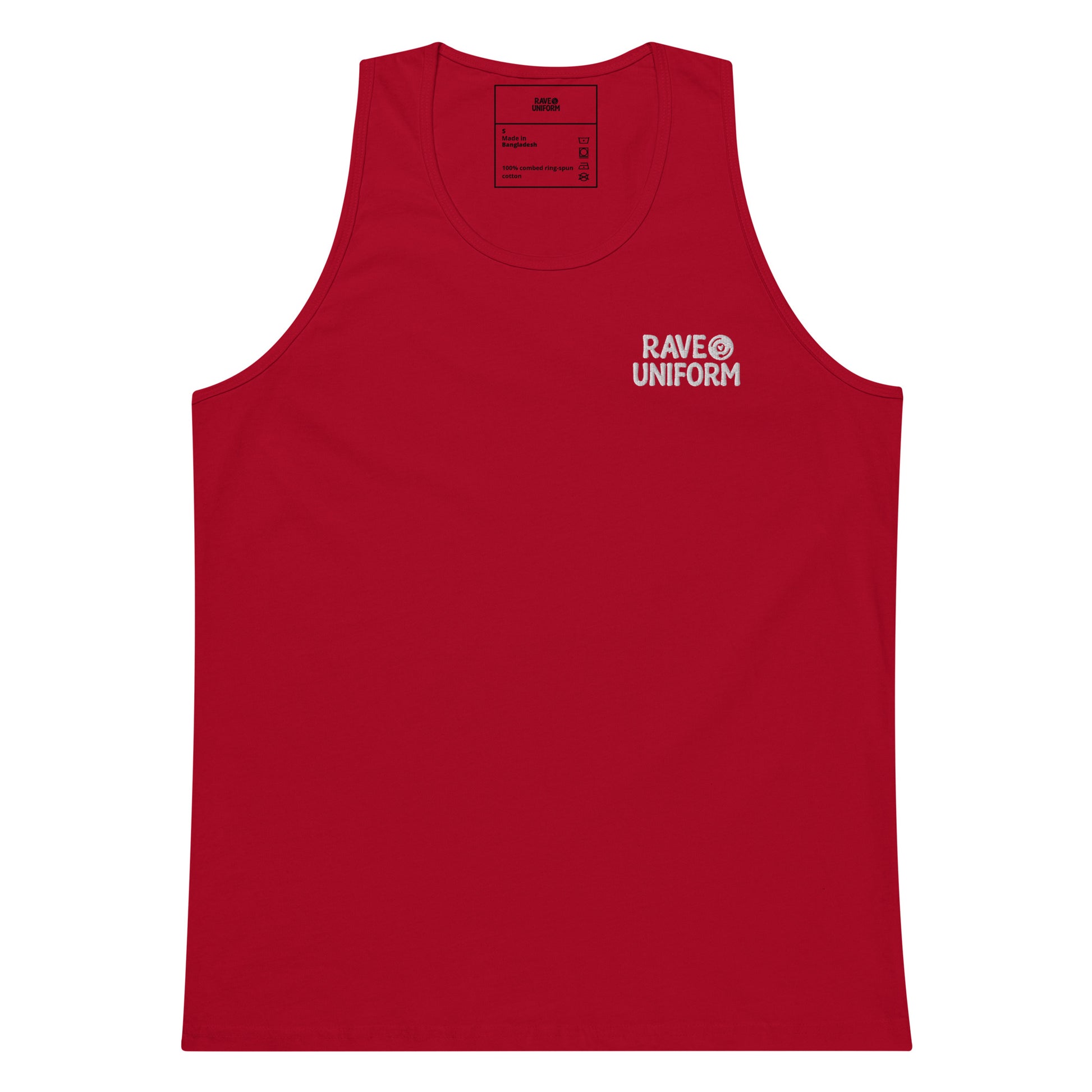 Men’s premium tank top in Red front view by Rave Uniform