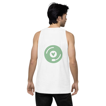 Men’s premium tank top in White back view by Rave Uniform